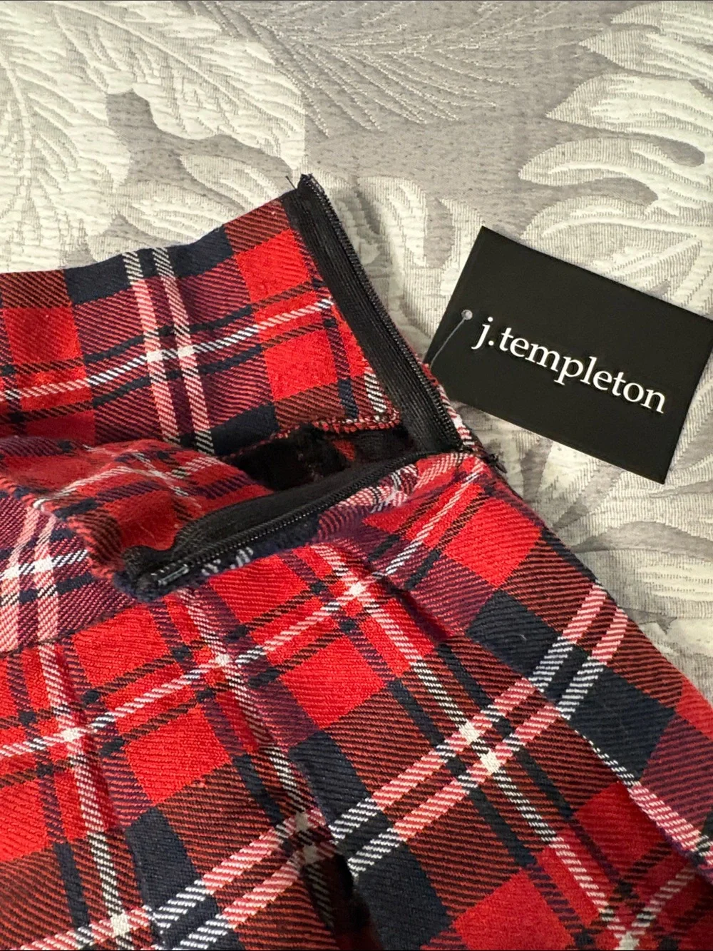Red Plaid Pleated Mini Skirt with Black Tulle Hem